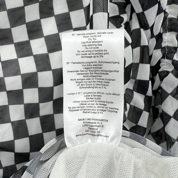 BAUM UND PFERDGARTEN Joselle Mesh Top Womens Medium Black White Check Stretch - Picture 14 of 16